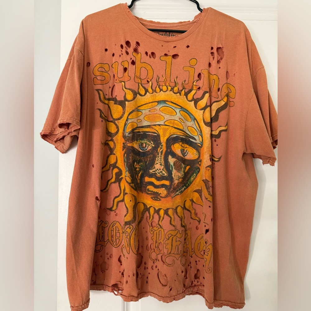 Urban Outfitters Oversized Orange Destroyed Sublime T-Shirt